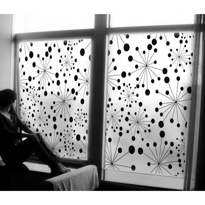 Decal dán kính Cao Cấp - Hoa Cánh TRòn Đen