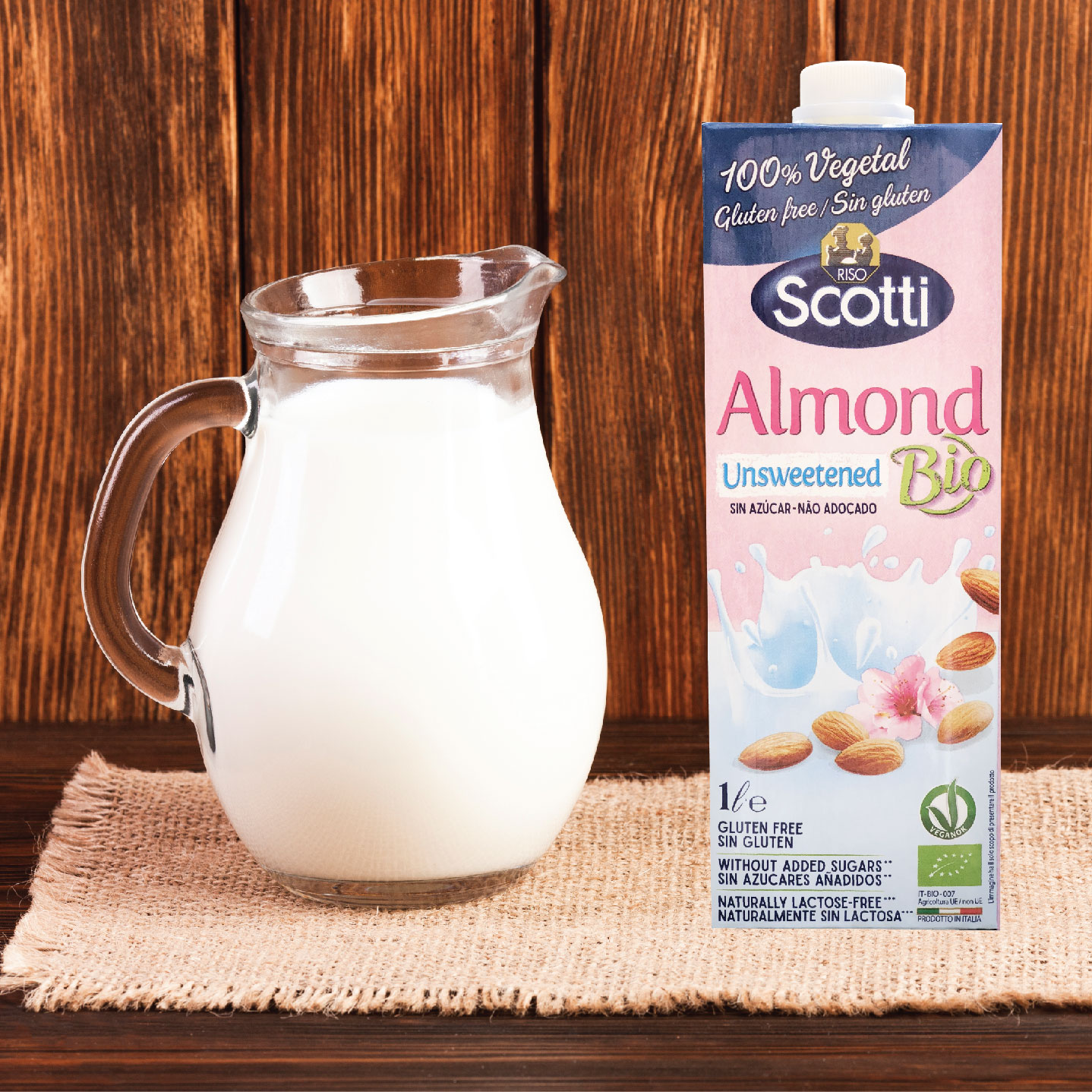 Sữa Hạt Hạnh Nhân Hữu Cơ Không Đường Riso Scotti - Unsweetened Almond Drink 1L