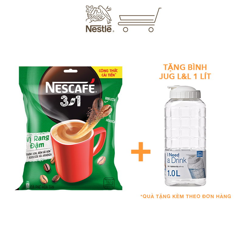 Cà phê NESCAFÉ 3IN1 Công thức cải tiến - VỊ RANG ĐẬM Bịch 46 gói (46x16g)