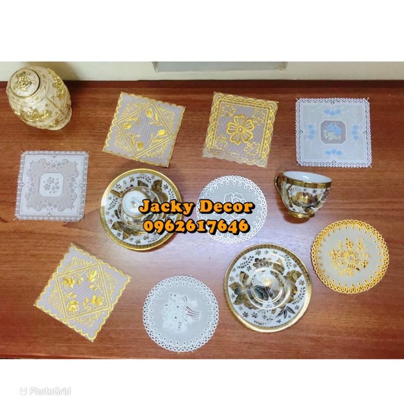 SIÊU RẺ Combo 2 Tấm lót cốc trà 10cm ren hoa - HÀNG ĐẸP