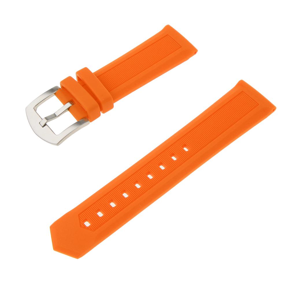 Orange Waterproof Rubber Wristband Watch Band Strap Replacement with 4 Spring Bars 19/20/21/22/mm