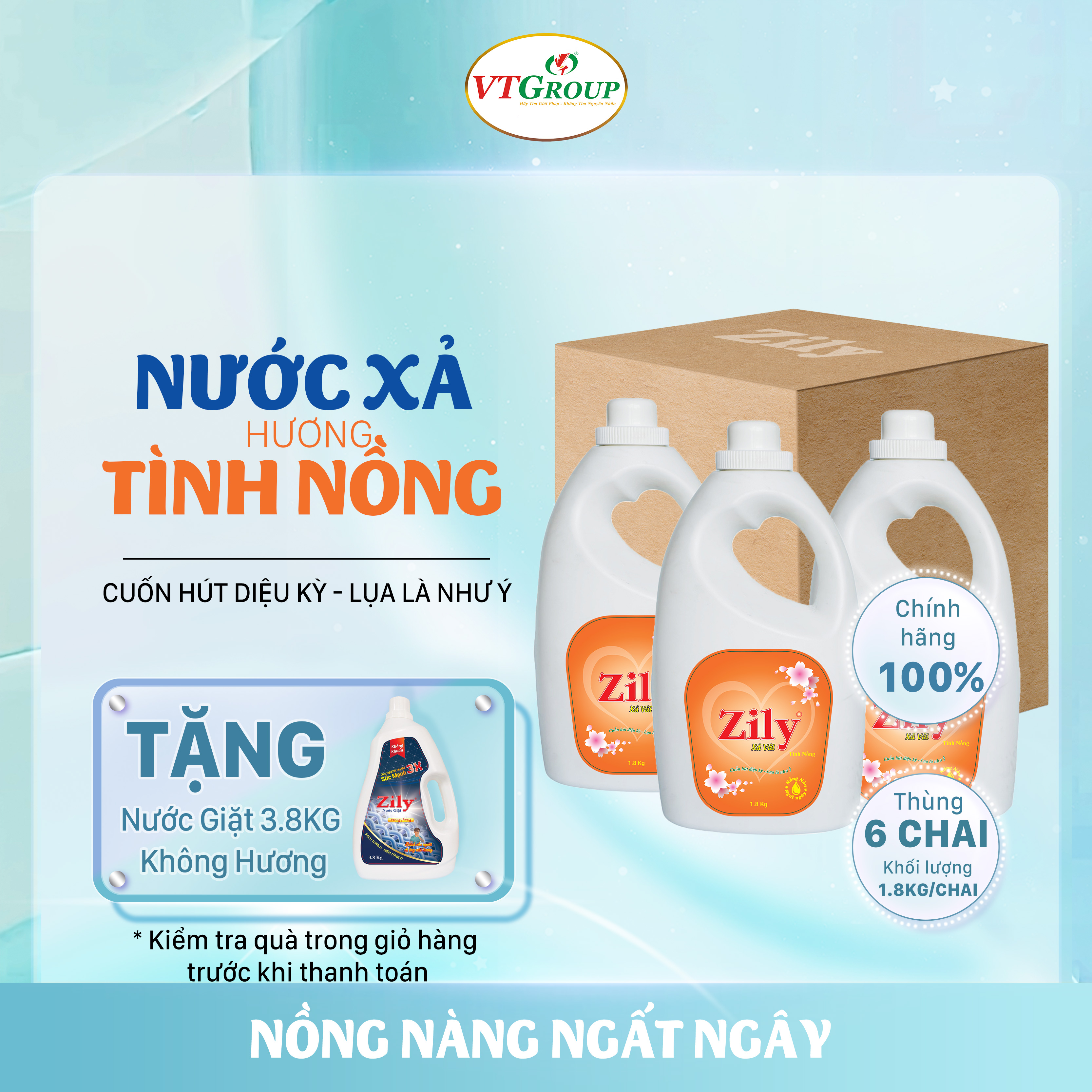 Nước xả vải Zily - 1.8kg Tặng 1 chai nước giặt CN 3.8Kg