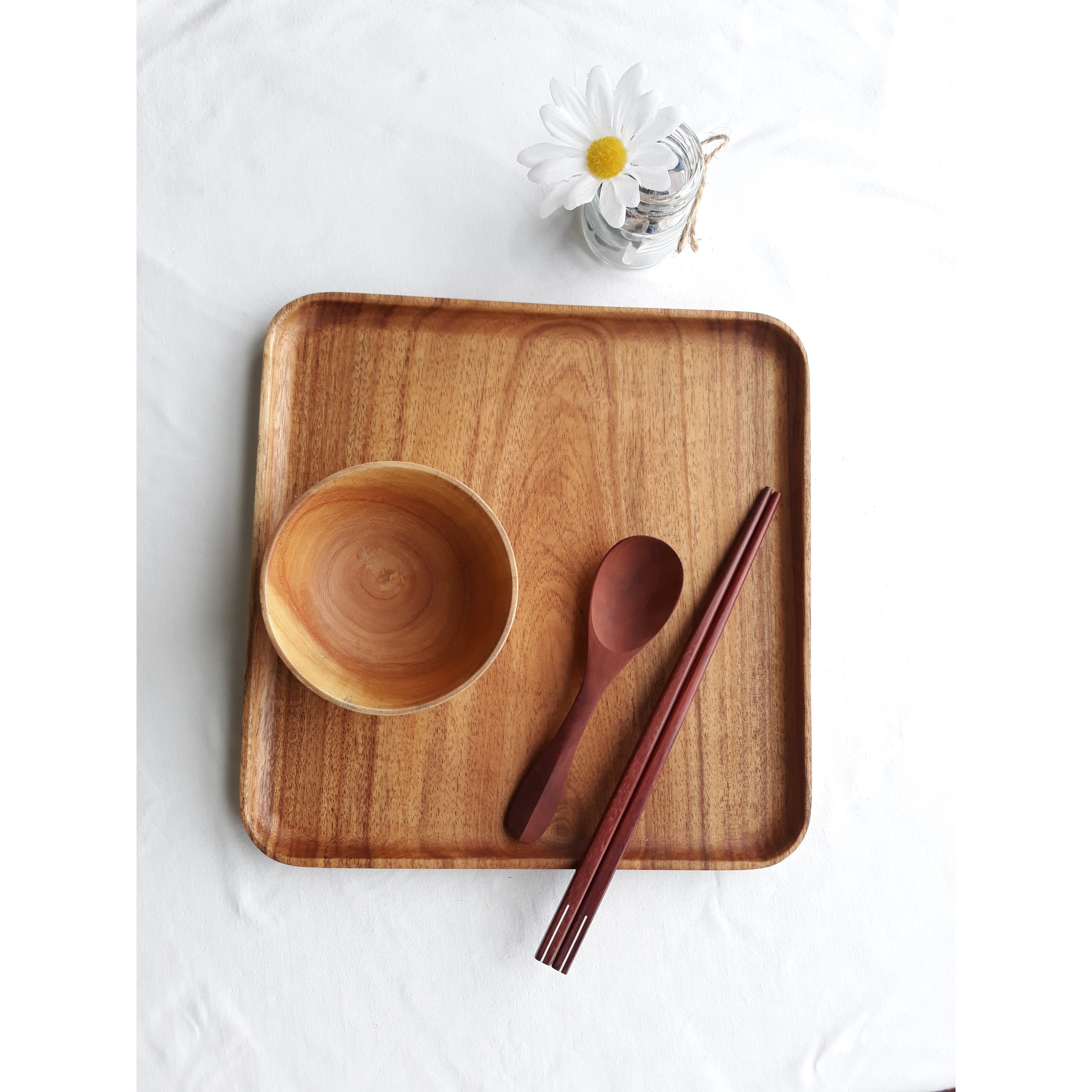 Khay gỗ đựng trà, bánh, khay phục vụ - Chữ nhật nhỏ: 25 x 14.5 cm