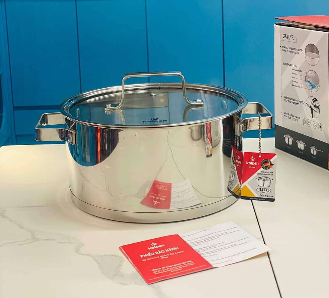 Bộ 3 nồi Inox 304 cao cấp 5 đáy Kalpen Gliter KP-3568 xuất Đức