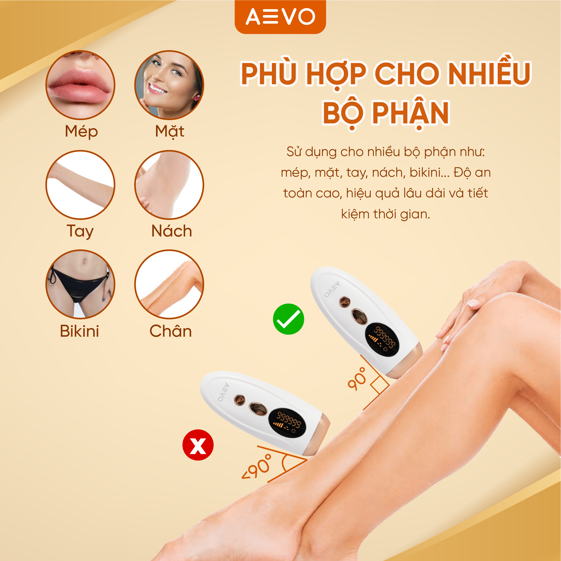 Máy Máy Triệt Lông AEVO Hair Removal Handset Triệt Lông Vĩnh Viễn Đơn Giản Tại Nhà [Bảo hành 12 tháng]