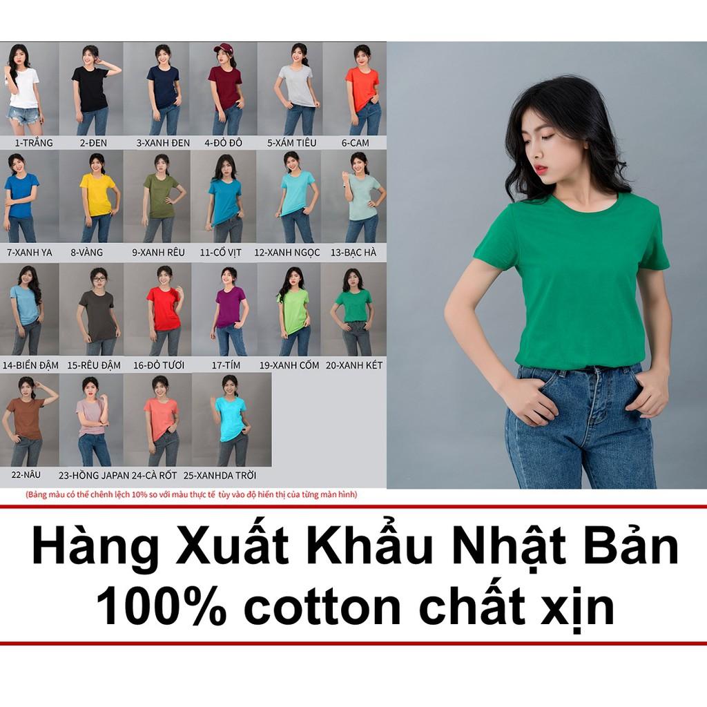 Áo thun nữ trơn Gold Rhino cam kết chuẩn cotton 100%, áo phông nữ trơn hàng xuất khẩu Nhật Bản, đa dạng 33 màu sắc