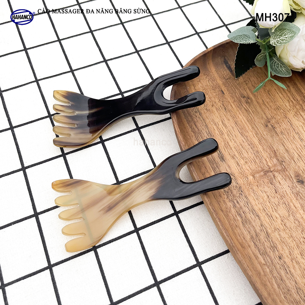 Cào Mát Xa Kinh Tuyến Đa Năng Bằng Sừng HAHANCO Thúc Đẩy Da Đầu Lưu Thông Máu - MH307