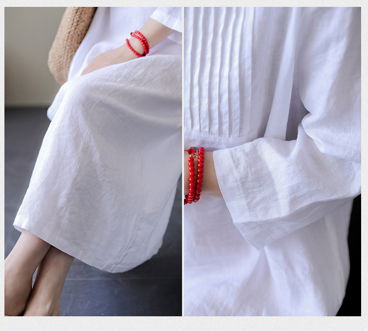 Đầm suông trung niên cao cấp dáng dài cổ V đóng cúc, Váy suông nữ tay lỡ chất liệu linen mềm mịn Đũi Việt