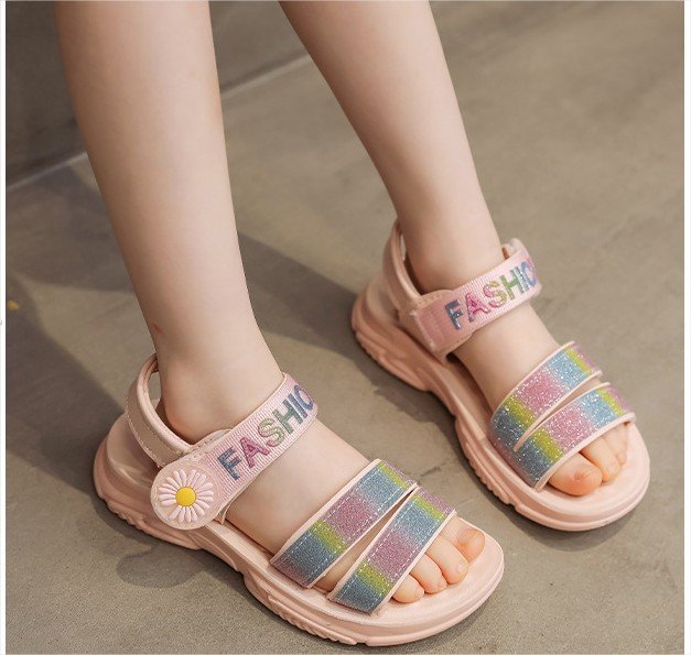 Dép sandal cầu vồng bé gái 3 - 13 tuổi siêu nhẹ đế êm chống trơn trượt ES012