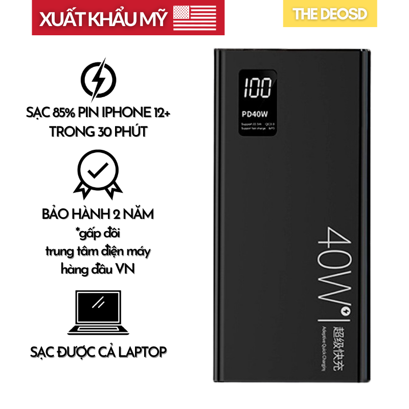 [ 30p Sạc 85% Iphone 12+ ] - Pin Sạc Dự Phòng 10000mah / 20000mah - The Deosd - TD-PB405 - Hàng Chính Hãng