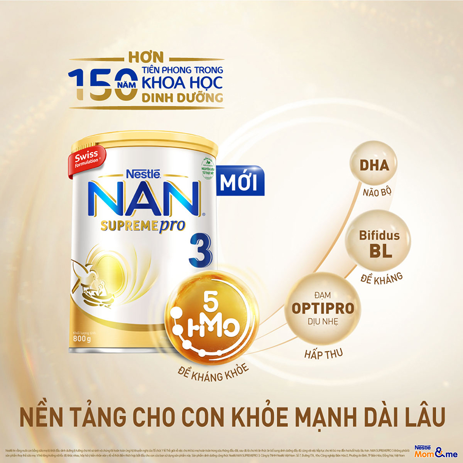 Sữa bột Nestlé NAN SupremePro 3 nhập khẩu từ Đức với 5HMO giúp tăng đề kháng, đạm Gentle Optipro giúp dễ hấp thu &amp; ngừa nguy cơ dị ứng (chàm sữa) (2 - 6 tuổi)