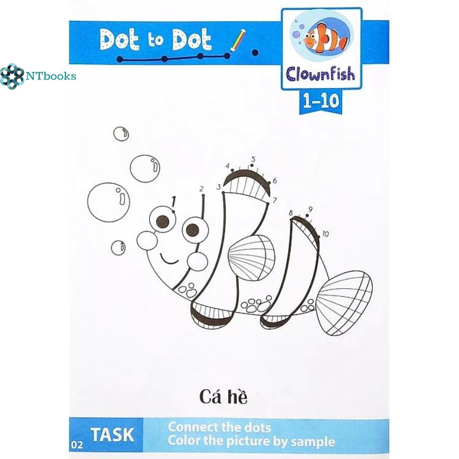 Combo 2 cuốn Nối Số Và Tô Màu Thông Minh: Thế Giới Động Vật - Động Vật Biển Tập 1 + Tập 2