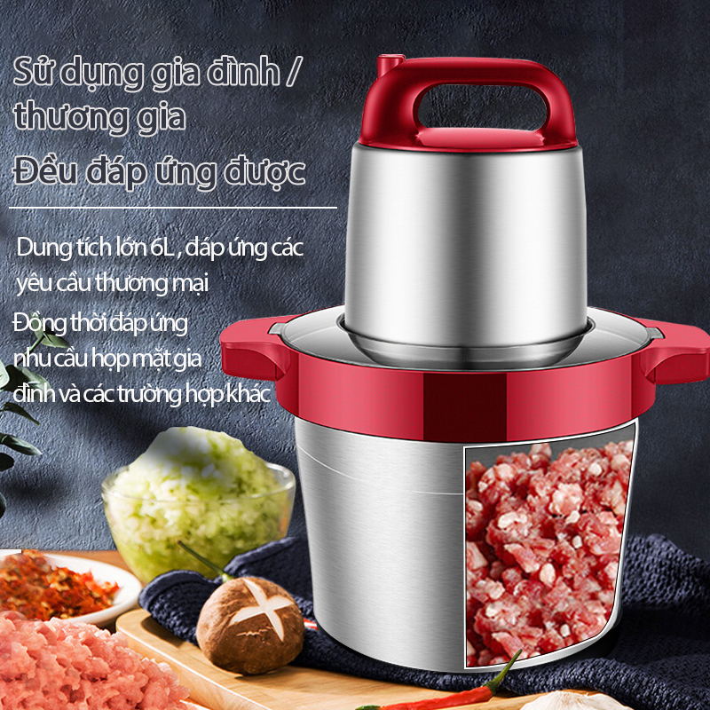 Máy xay thịt 6 Lít máy xay rau củ thịt inox thép không gỉ Máy xay Nồi xay,ĐỘNG CƠ LÕI ĐỒNG NGUYÊN CHẤT, VẬN HÀNH TRƠN TRU TUỔI THỌ CAO HƠN