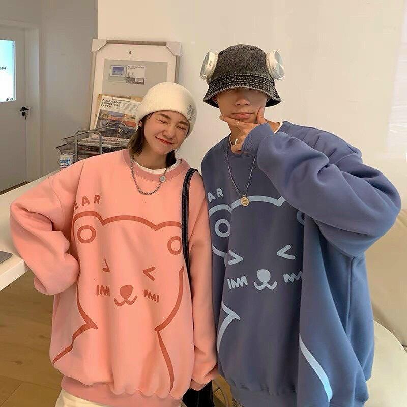 Áo Sweater Nỉ Bông Họa Tiết Gấu HO-BEAR Form Rộng Unisex Nam Nữ BASIC 4 Màu Hottrend Ulzzang KUN