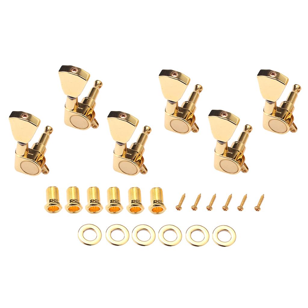 Sunnimix 6 Miếng 3R + 3L Đàn Guitar Chỉnh Chốt Chỉnh Âm Với Ferrules Ốc Vít Máy Giặt Cho LP Đàn Guitar Điện Phần Vàng