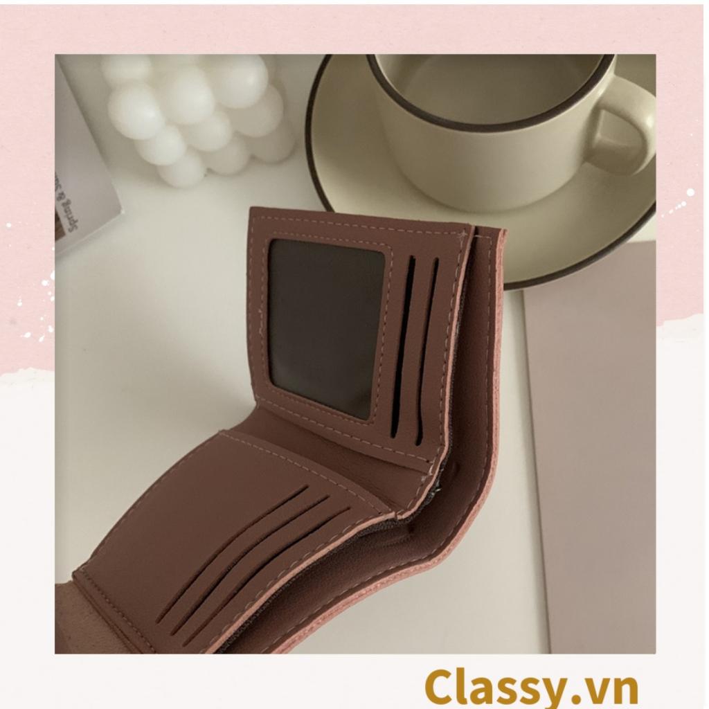 Ví nữ Classy mini cầm tay cao cấp, màu trơn, có nút bấm T1161