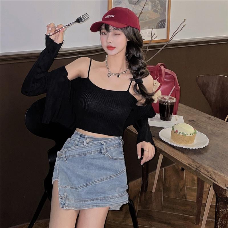 Quần nữ ngắn, quần nữ giả váy chất kaki co dãn màu trắng đen size S M L SKUQ-46