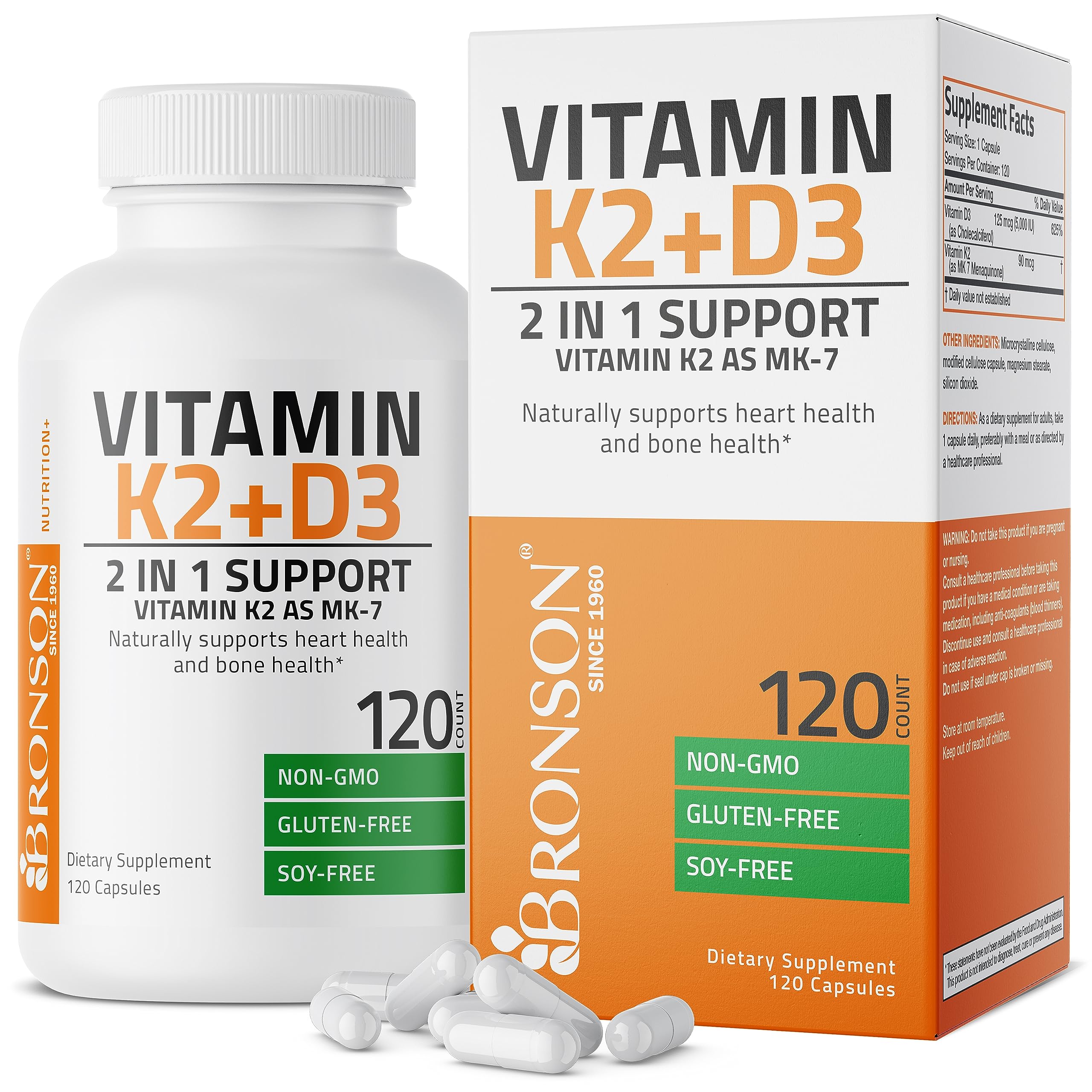 Vitamin K2 D3 - MK7 Bronson 250 Viên Hỗ trợ Giúp Xương Chắc Khỏe, Tăng Hóc Môn, Phát Triển Cơ