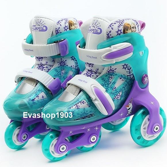 Giày trượt patin trẻ em Leya có đèn led cho bé 2-5 tuổi, tặng kèm bảo hộ chân tay, 3 hàng bánh trượt không sợ ngã