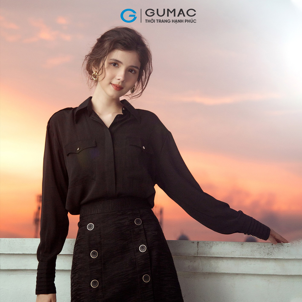 Áo sơ mi nữ GUMAC AB906 túi đắp