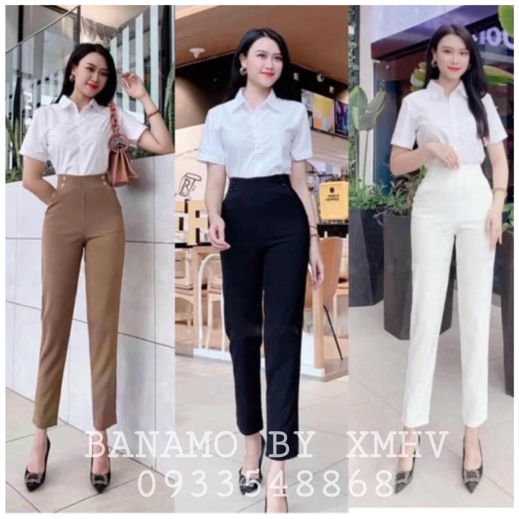 Quần baggy 4 khuy khóa lệ cạp cao siêu xinh thời trang Banamo Fashion 8332