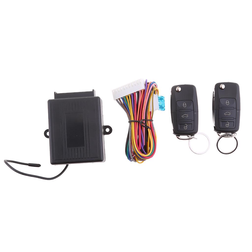 Car Keyless Entry System with Two 3-Button Remote Control Blank Keys for VW