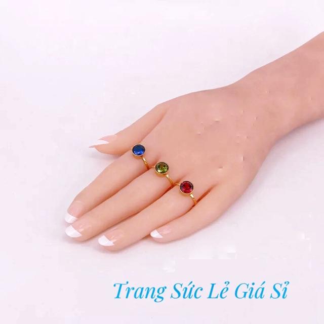 Nhẫn titan hột màu cao cấp