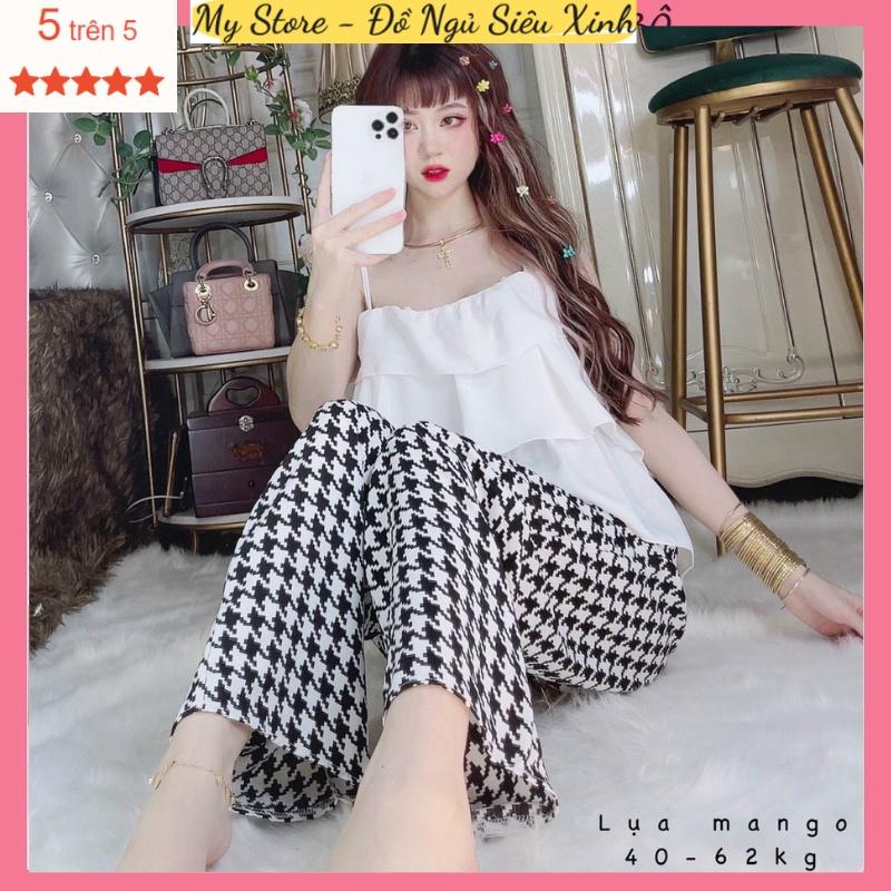 Đồ ngủ 2 dây quần dài pyjama nữ dễ thương vải lụa mango loại 1 giá rẻ freesize dưới 62kg My Store S55