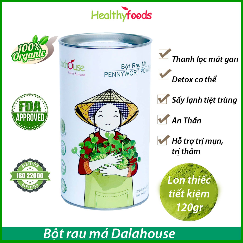 Bột Rau Má Hữu Cơ Nguyên Chất Dalahouse Lon 120g, Được Sấy Lạnh Tiêu Chuẩn Châu Âu, Hỗ Trơ Thanh Nhiệt, Thải Độc, Mát Gan Giảm Mụn, Đẹp Da, Kháng Khuẩn, Giảm Viêm – Hàng Chính Hãng