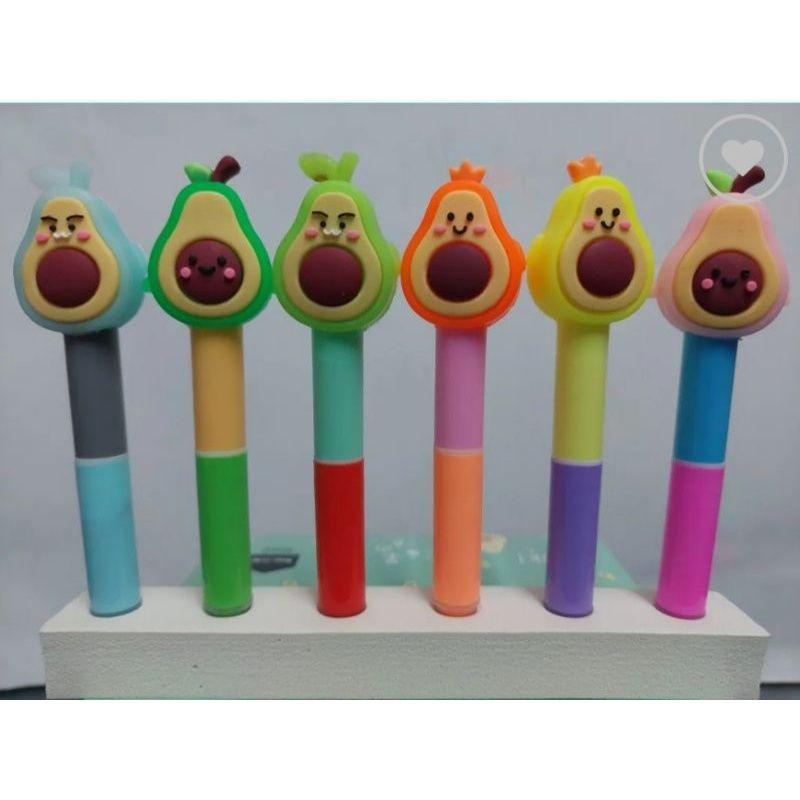 Bộ 6 cây bút dạ quang 12 màu hình thú