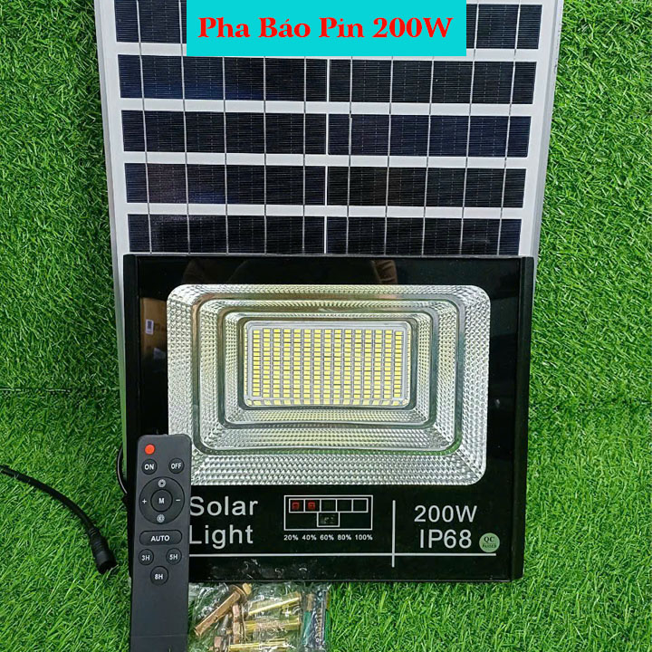 Đèn pha năng lượng mặt trời 200w JD8200L chính hãng, IP67, chiếu sáng 10 - 12 giờ liên tục chỉ với 4-6H sạc
