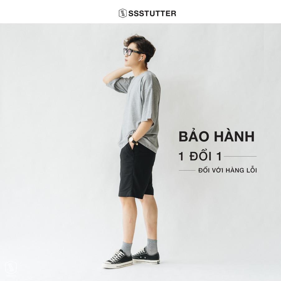 Quần Short Nam phần gấu được thêu chữ SSStutter vải Linen cạp chun thoải mái 3 màu Over Shorts