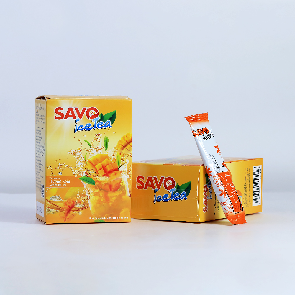 Trà SAVO Ice Tea Xoài - Hộp 16 gói x 15gr