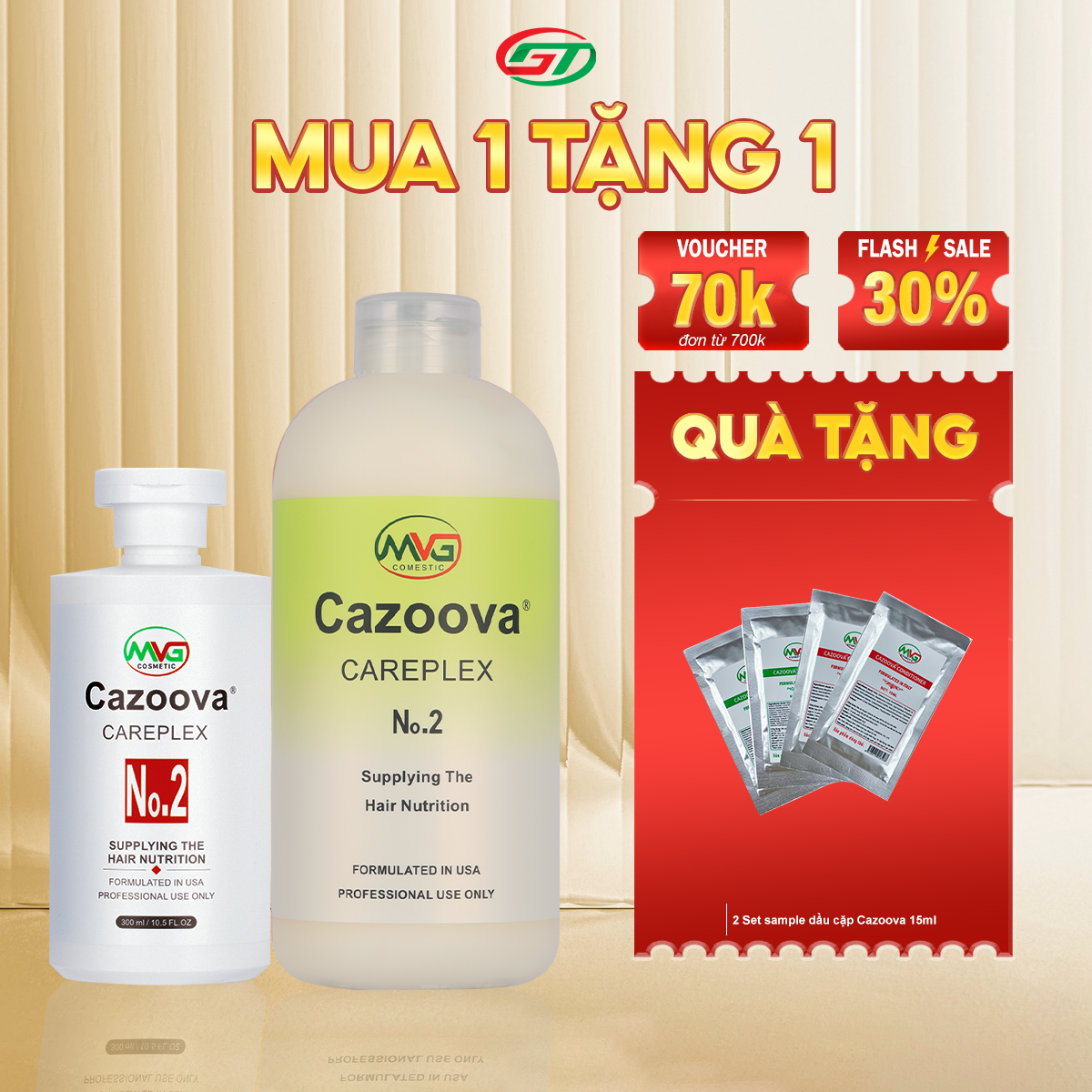 Dầu xả phục hồi tóc hư tổn, dưỡng tóc nhuộm Cazoova Careplex No.2 300ML &amp; 700ML