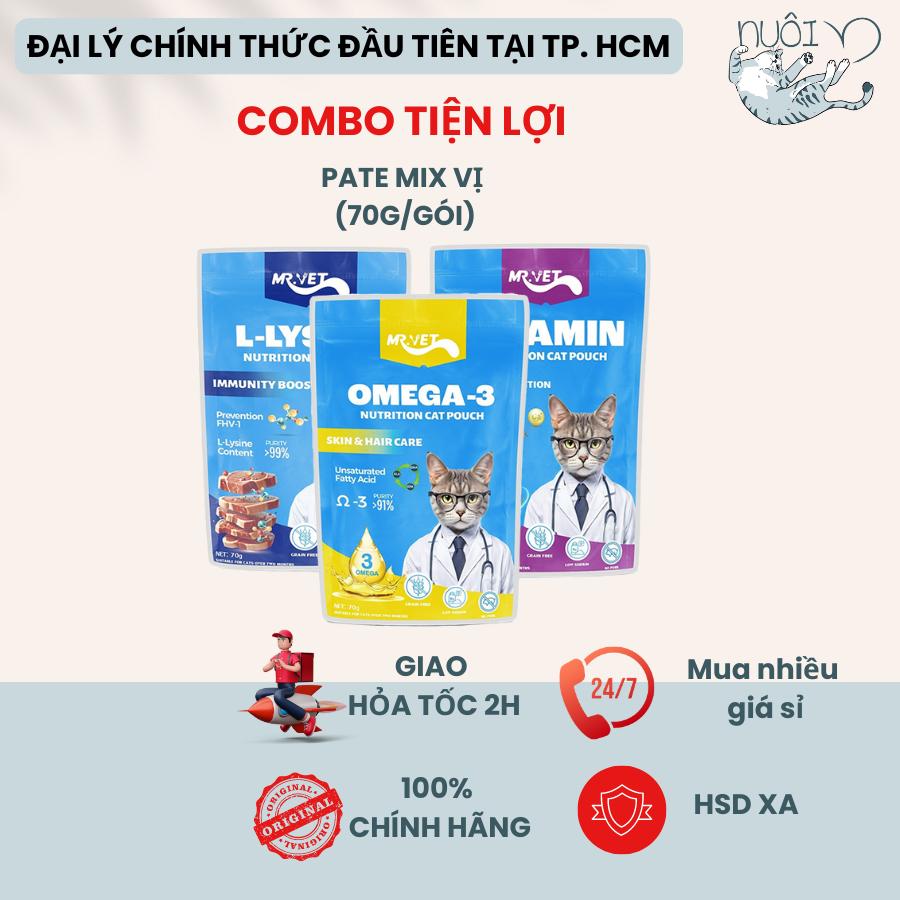 [Hỏa tốc] Pate Cho Mèo Mr.Vet Thức Ăn Ướt Bổ Sung Omega 3, Vitamin, L-Lysine Tăng Đề Kháng
