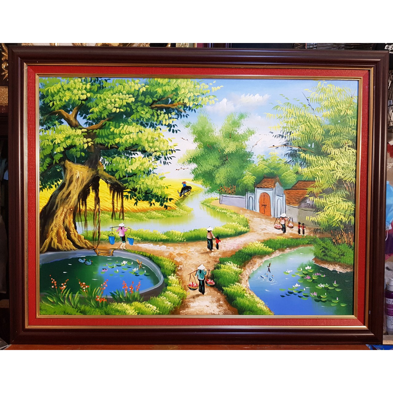 TRANH VẼ SƠN DẦU - LÀNG QUÊ YÊN BÌNH