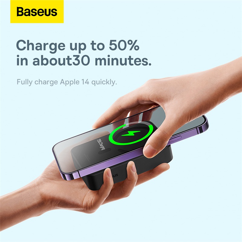 Pin Dự Phòng Không Dây Tích Hợp Nam Châm OS-Baseus Magnetic Mini Wireless Fast Charge Power Bank 20000mAh 20W (Kèm cáp C to C, 20V/3A, 30cm) (Hàng chính hãng)