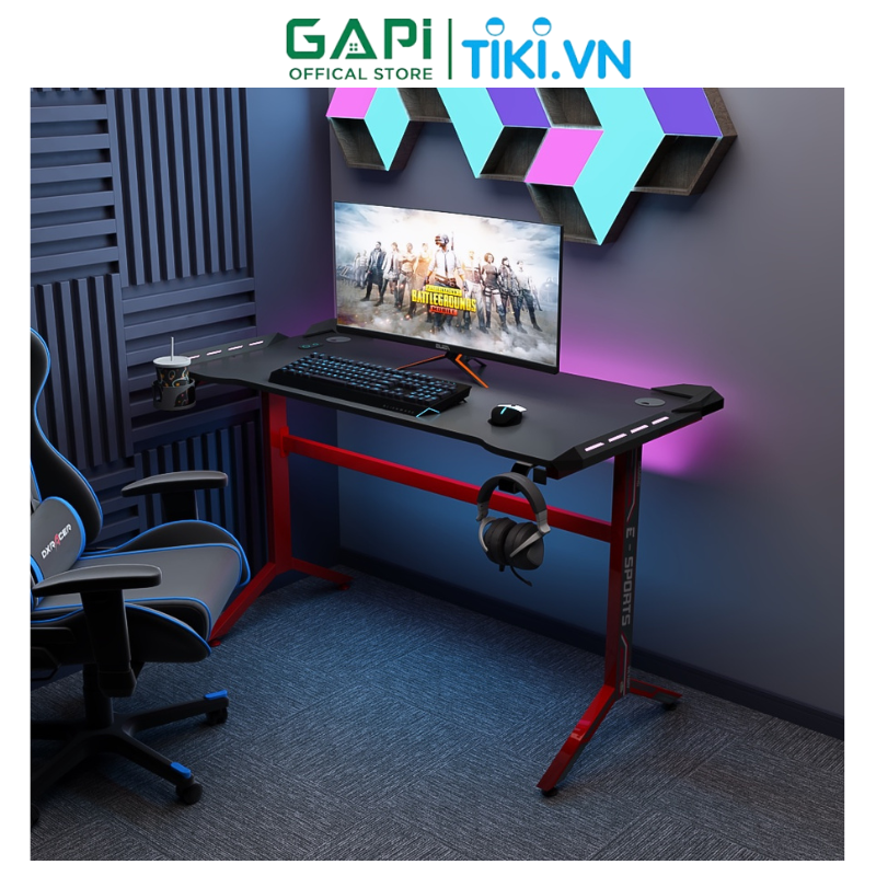 Bàn gaming GAPI chân chữ Y , bàn vi tính có đèn led tự động hiện đại, phong cách Maverick GM72