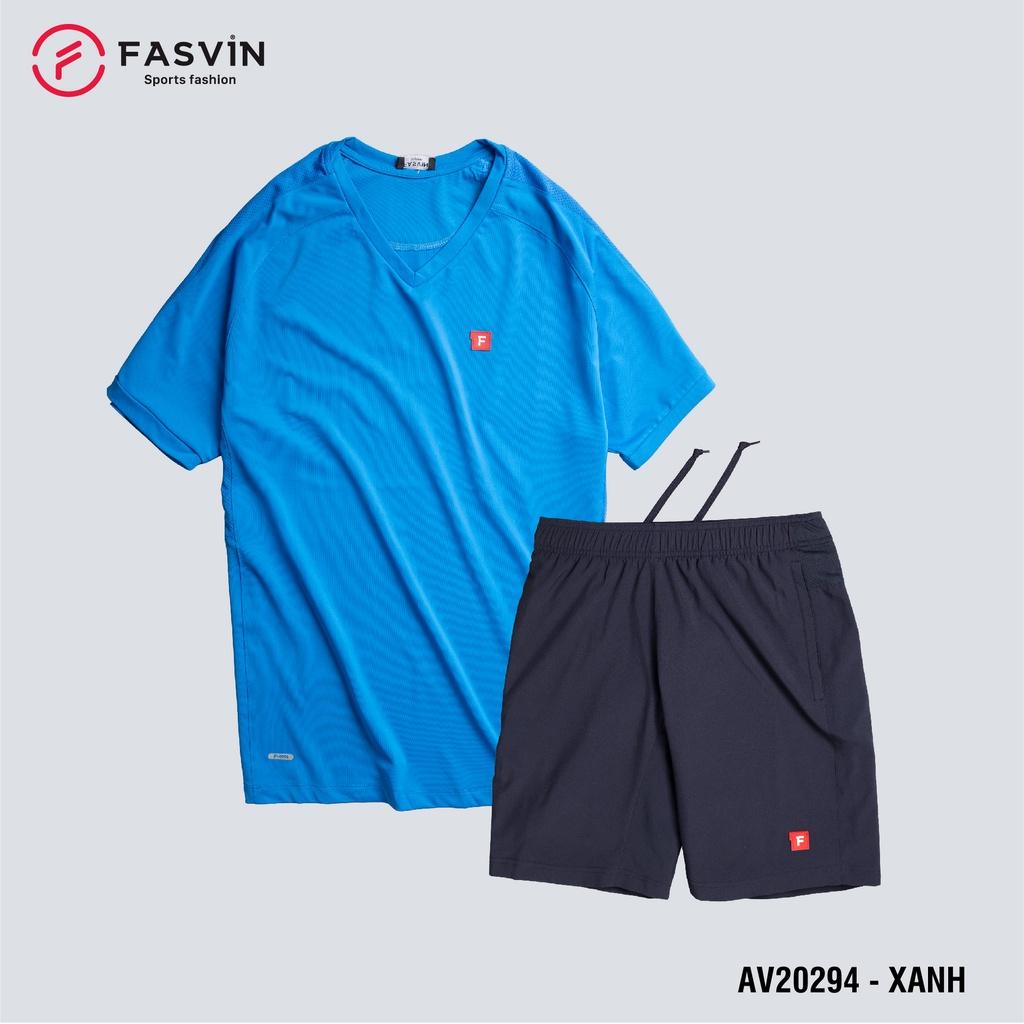Bộ quần áo thể thao nam Fasvin AV20294.HN cổ tim chất vải mềm nhẹ co giãn thoải mái