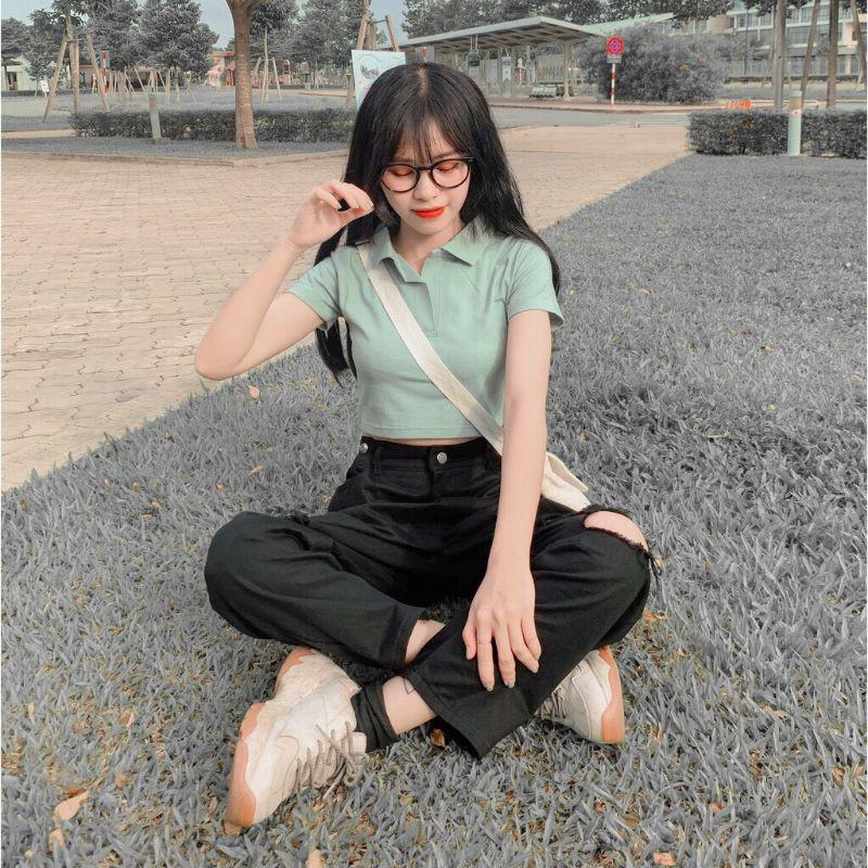 Áo Croptop Nữ PoLo Tay Ngắn Dáng Ôm Ulzzang