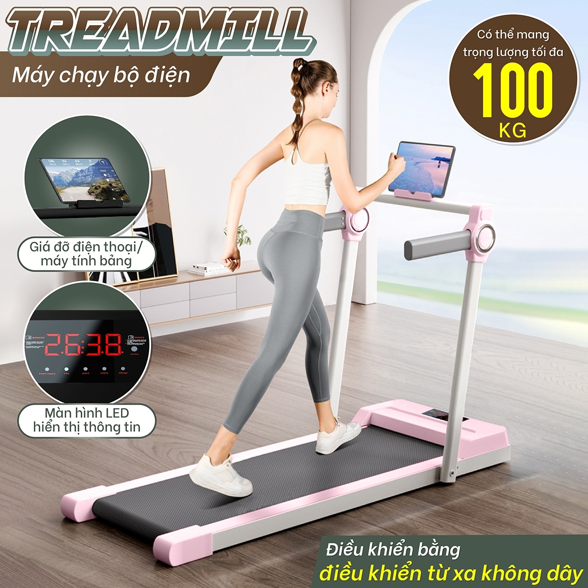 BG Máy chạy bộ điện đơn năng TREADMILL  Model M2  - TM300(hàng nhập khẩu)