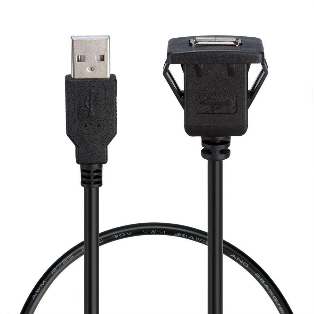 USB2.0 Extension  Mount Cable for car boat Motorcycle Flush Dashboard