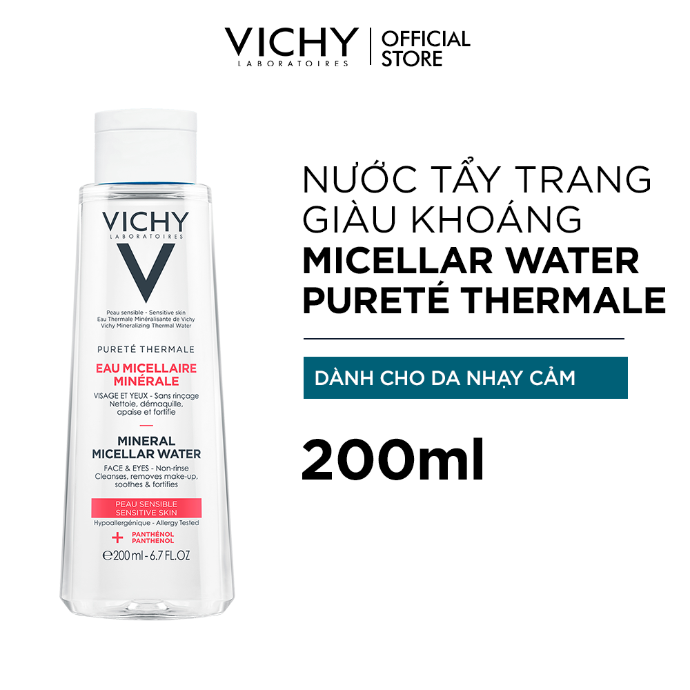 Nước tẩy trang Mineral Micellar Water cho da nhạy cảm Vichy Pureté Thermale 200ml