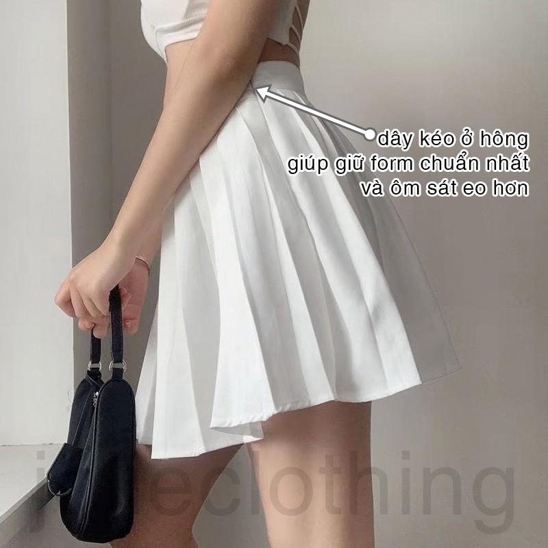 Chân váy tennis xếp ly lưng cao thêu chữ phong cách Hàn Quốc Ulzzang dành cho nữ