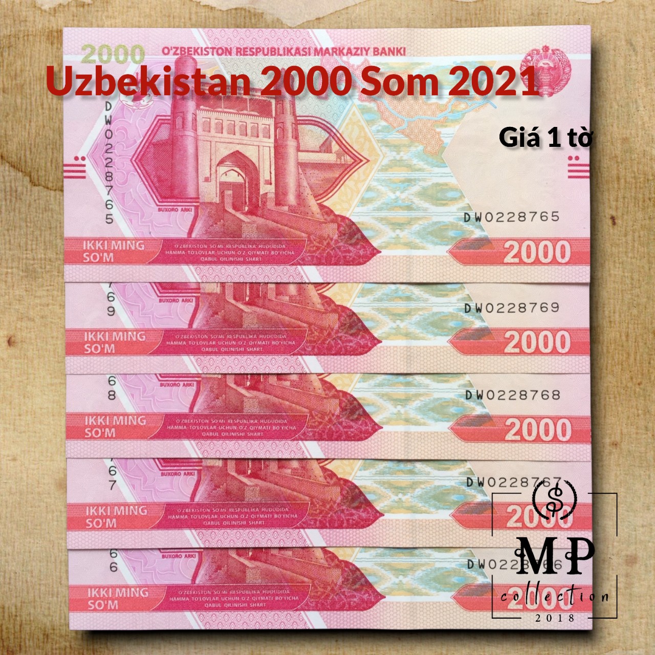 Tiền sưu tầm Uzbekistan 2000 Som 2021