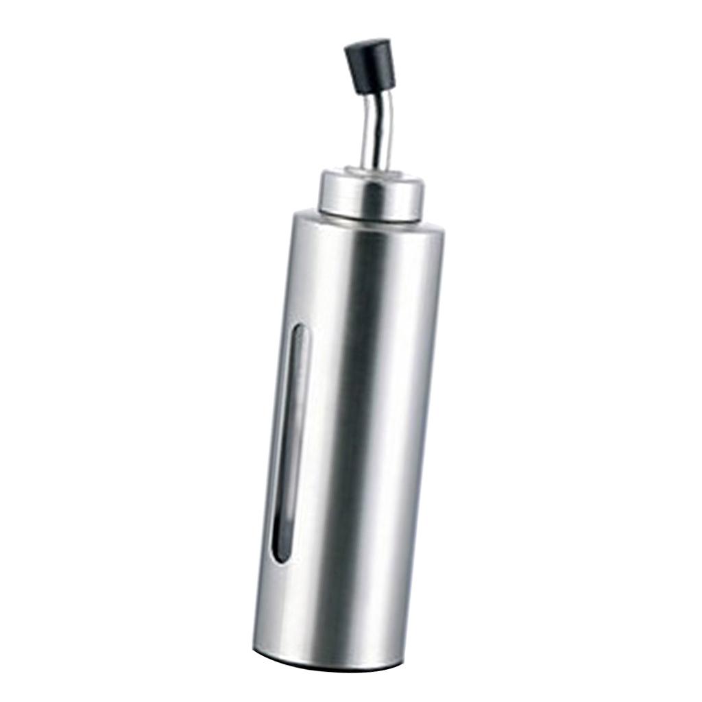 Stainless Steel Oil Vinegar Cruet Clear Glass Bottle Sealed Cap 240ml