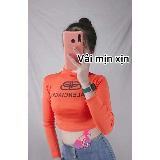 áo croptop nữ ôm body tay dài cổ lọ in chữ thun xịn kiểu hàn quốc mẫu mới dễ thương thời trang 2021