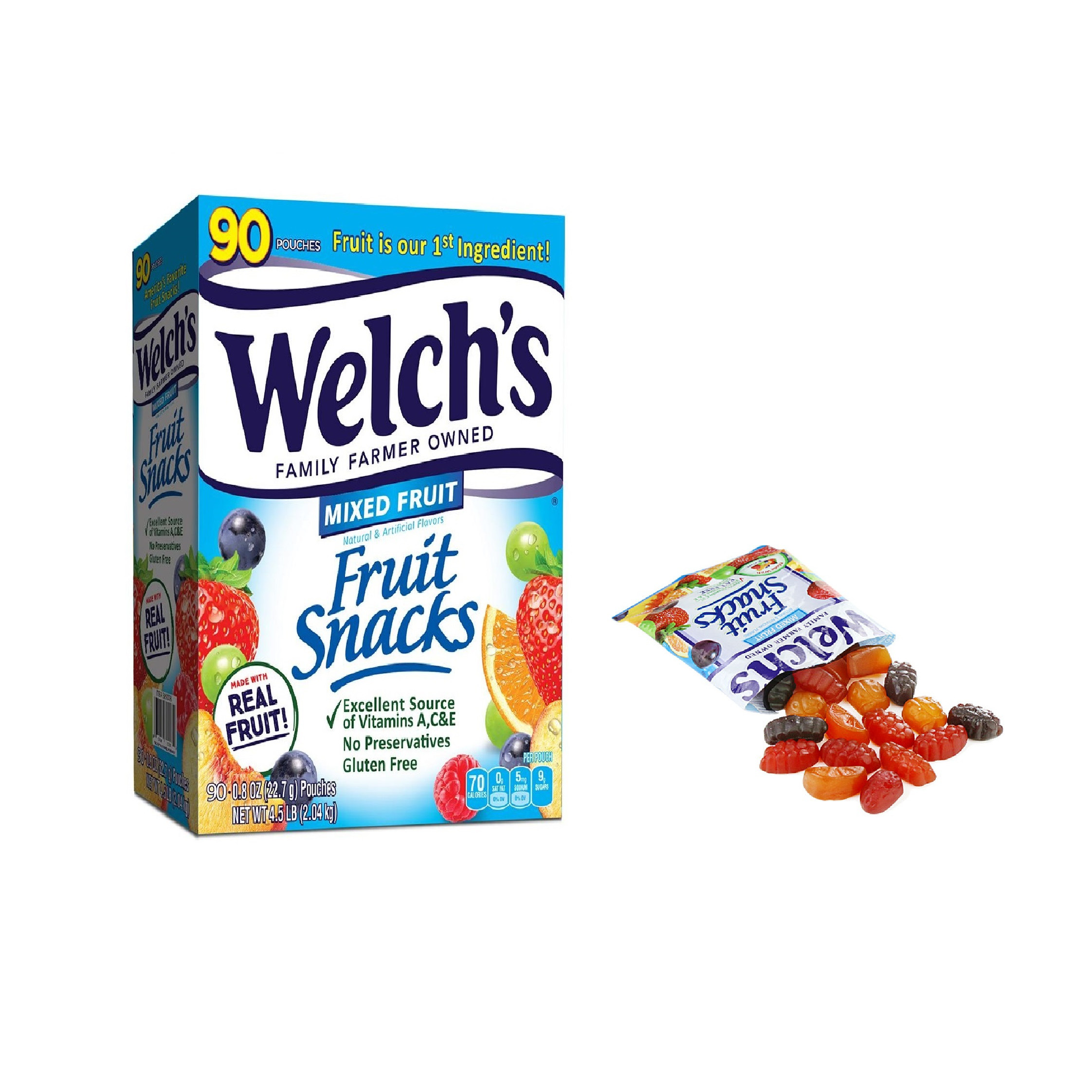 Thực phẩm bổ sung Kẹo dẻo trái cây hỗn hợp - Welch's Mixed Fruit Snack (2 KG - 90 gói)