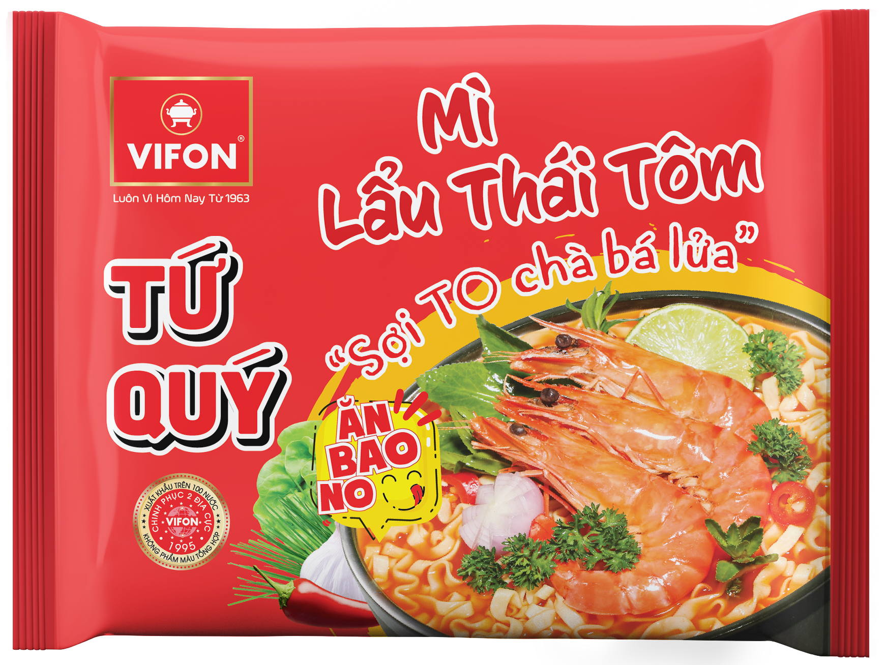 Thùng 30 gói mì Lẩu thái tôm Vifon - mì Tứ quý Vifon 72gr