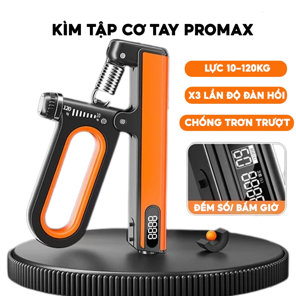 Màu CAM - Kìm Bóp Tay 120kg Super Cải Tiến Kháng Lực Có Đếm Số Đếm Giờ Điện Tử Dụng Cụ Tập Gym Tại Nhà Hàng Chính Hãng dododios